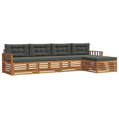 Set di divani da esterno con cuscino 5 pcs Naturale e Antracite | homemem39