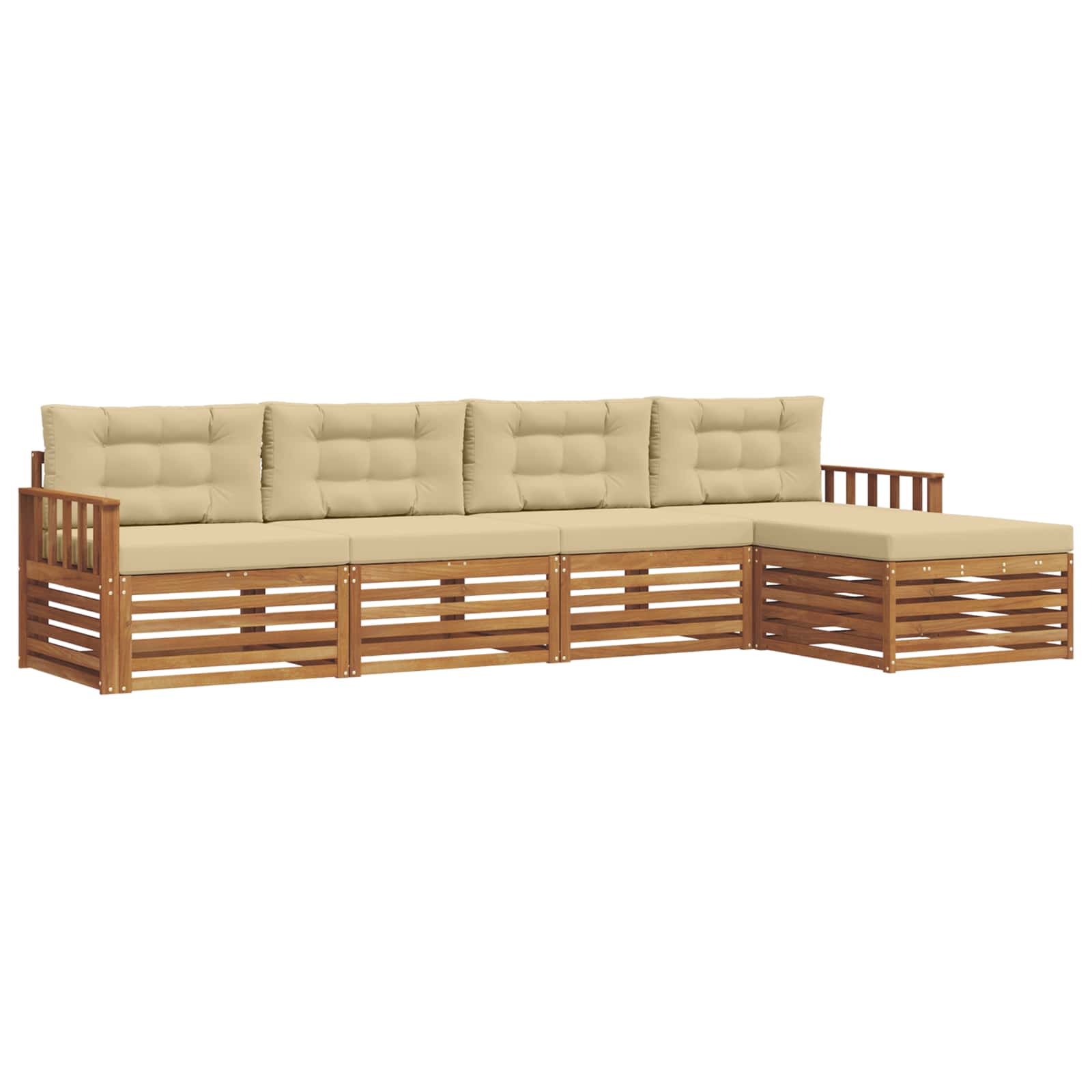 Set di divani da esterno con cuscino 5 pcs Naturale e Beige | homemem39