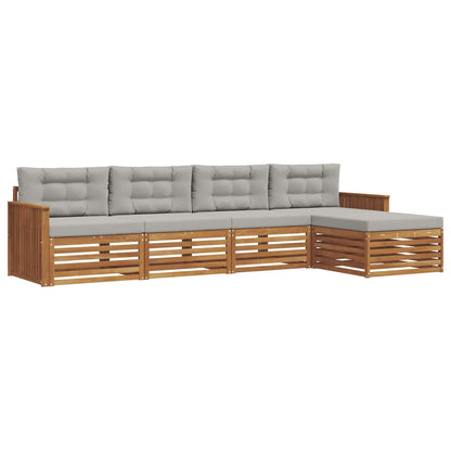 Set di divani da esterno 5 pcs Grigio Naturale e Chiaro | homemem39