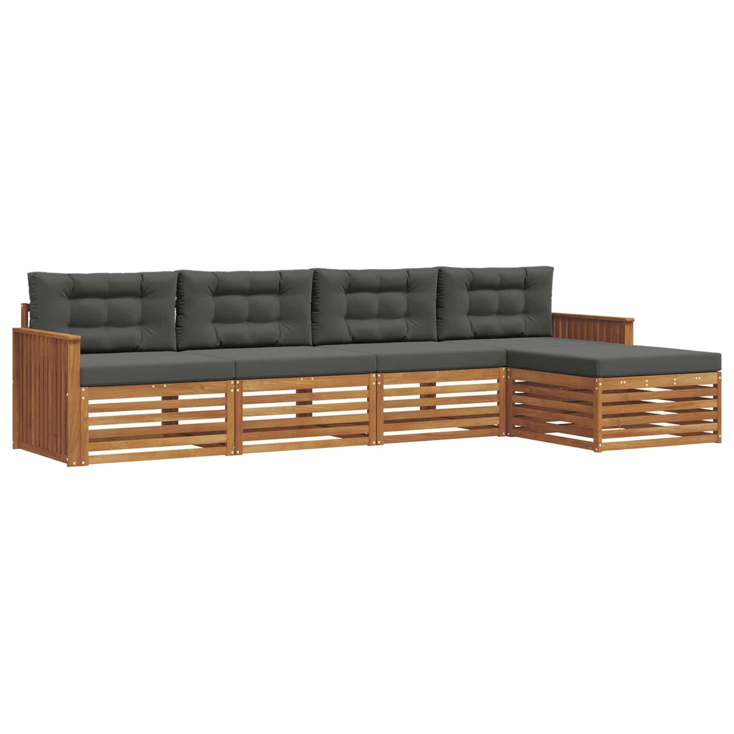 Set di divani da esterno con cuscino 5 pcs Naturale e Antracite | homemem39