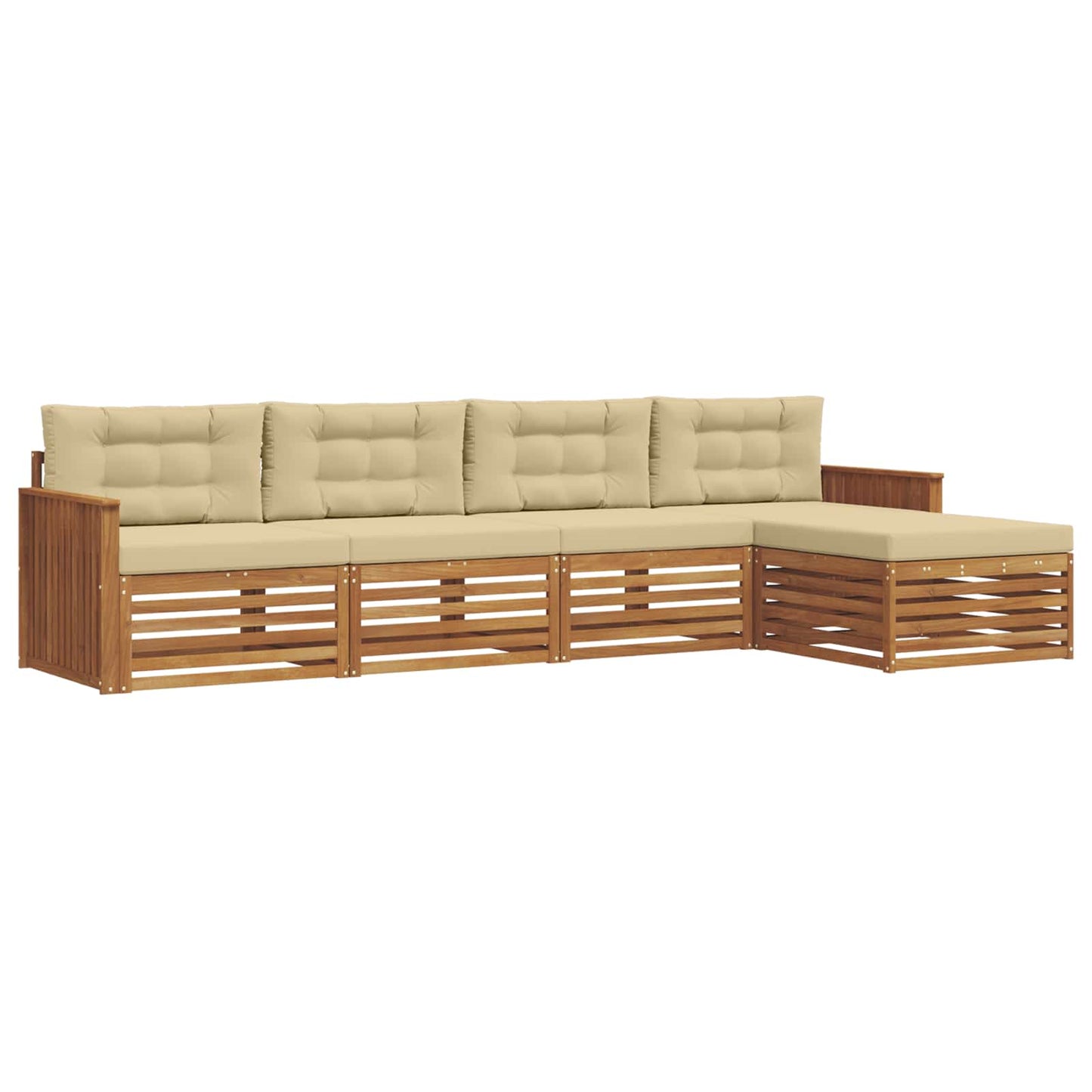 Set di divani da esterno con cuscino 5 pcs Naturale e Beige | homemem39