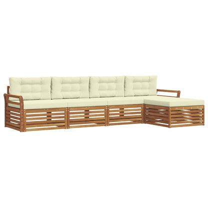 Set di divani da esterno con cuscino 5 pcs Naturale e Crema
