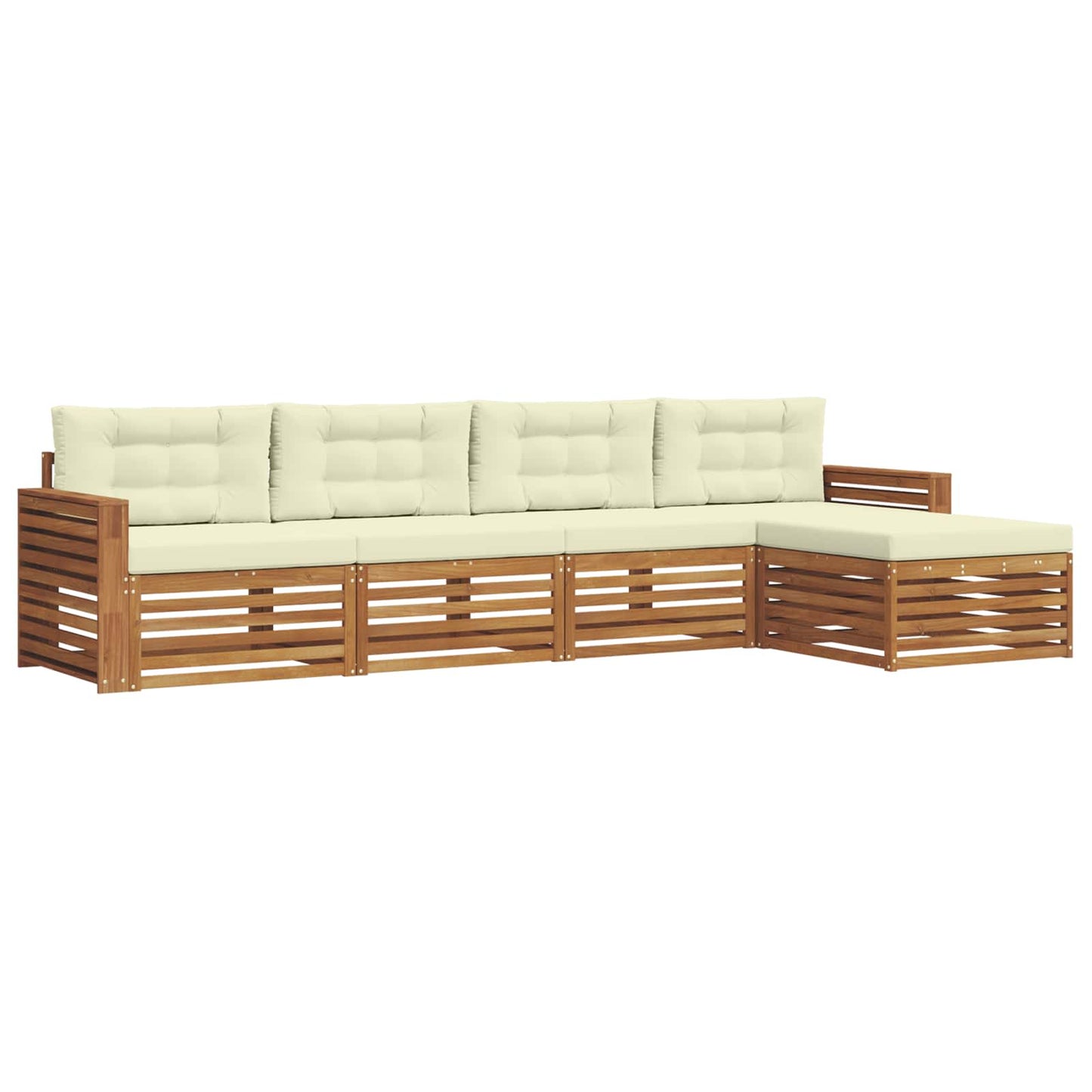 Set di divani da esterno con cuscino 5 pcs Naturale e Crema | homemem39