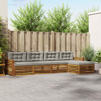 Set di divani da esterno 5 pcs Grigio Naturale e Chiaro | homemem39