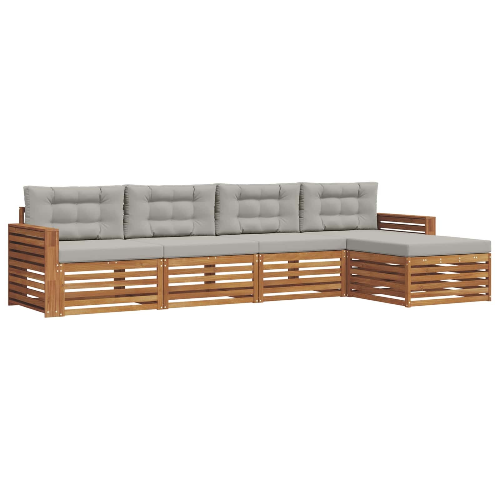 Set di divani da esterno 5 pcs Grigio Naturale e Chiaro | homemem39