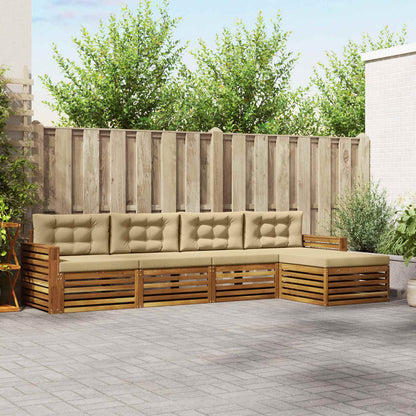 Set di divani da esterno con cuscino 5 pcs Naturale e Beige | homemem39
