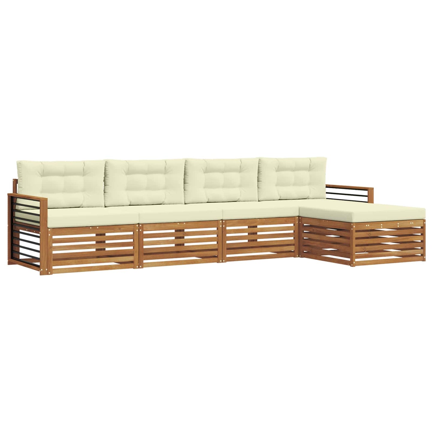 Set di divani da esterno con cuscino 5 pcs Naturale e Crema | homemem39
