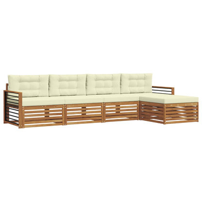 Set di divani da esterno con cuscino 5 pcs Naturale e Crema | homemem39