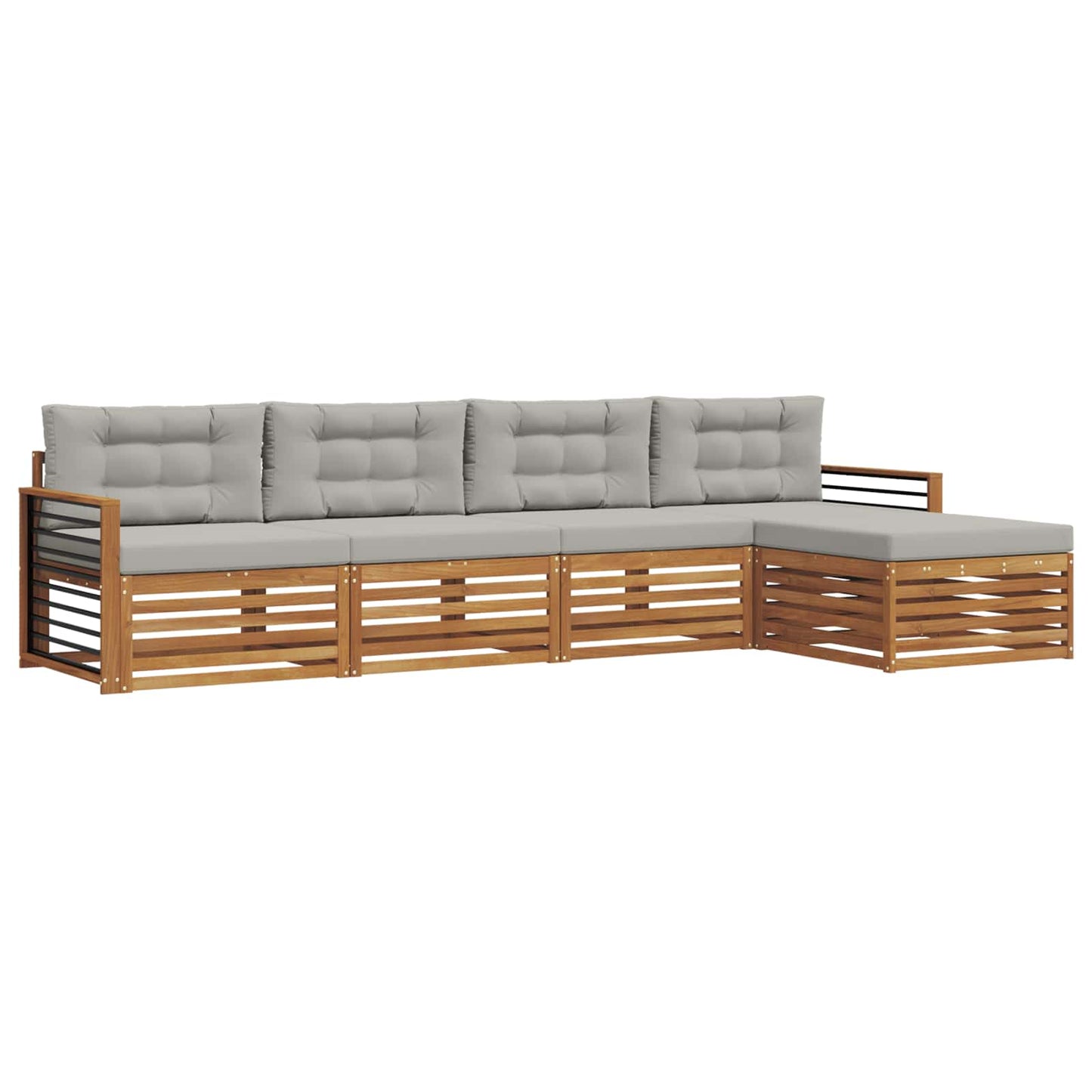 Set di divani da esterno 5 pcs Grigio Naturale e Chiaro | homemem39