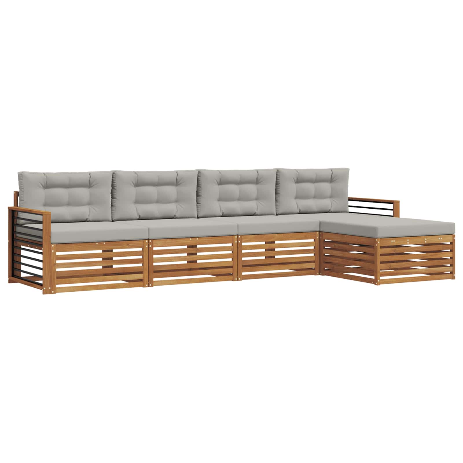 Set di divani da esterno 5 pcs Grigio Naturale e Chiaro | homemem39