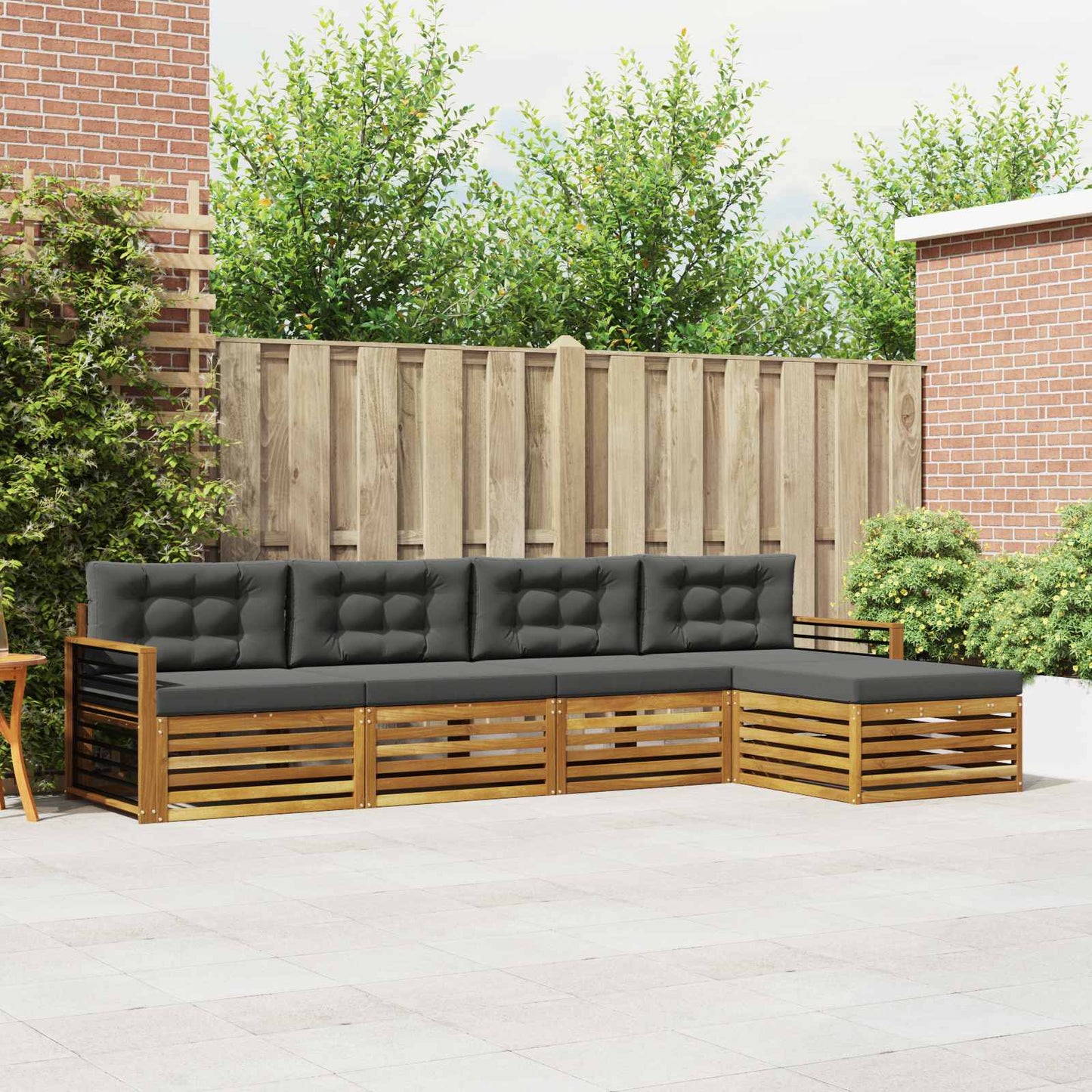 Set di divani da esterno con cuscino 5 pcs Naturale e Antracite