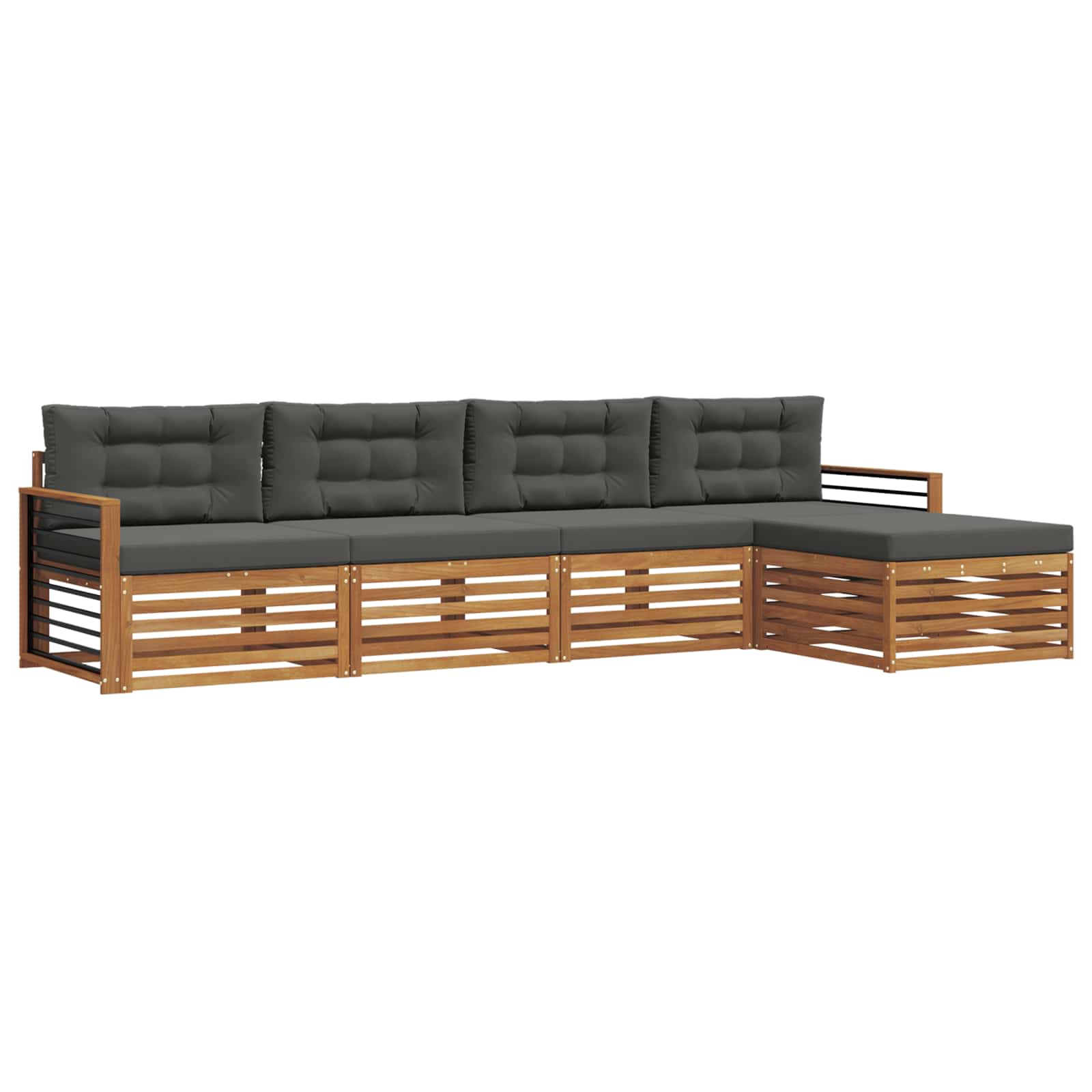 Set di divani da esterno con cuscino 5 pcs Naturale e Antracite | homemem39