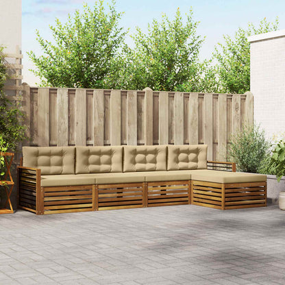 Set di divani da esterno con cuscino 5 pcs Naturale e Beige | homemem39