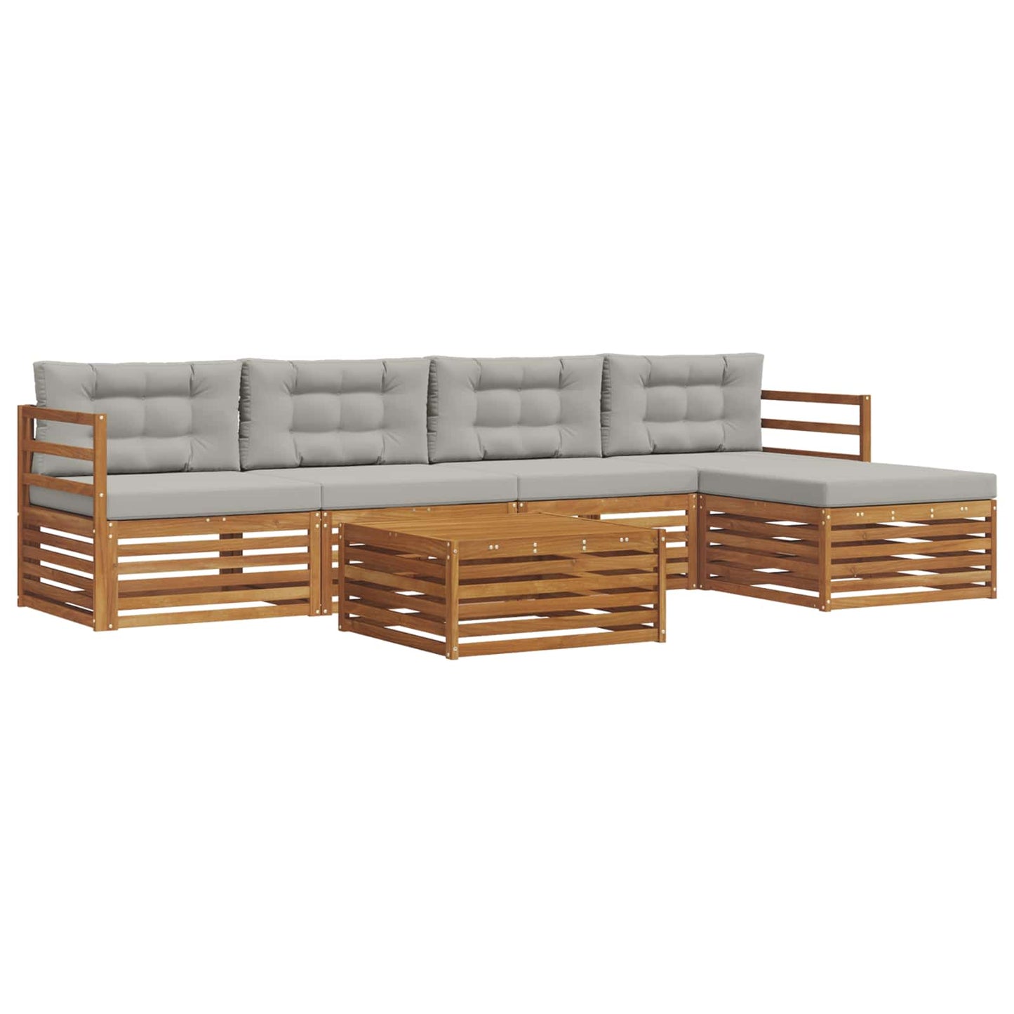 Set di divani da esterno 6 pcs Grigio Naturale e Chiaro | homemem39