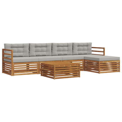 Set di divani da esterno 6 pcs Grigio Naturale e Chiaro | homemem39