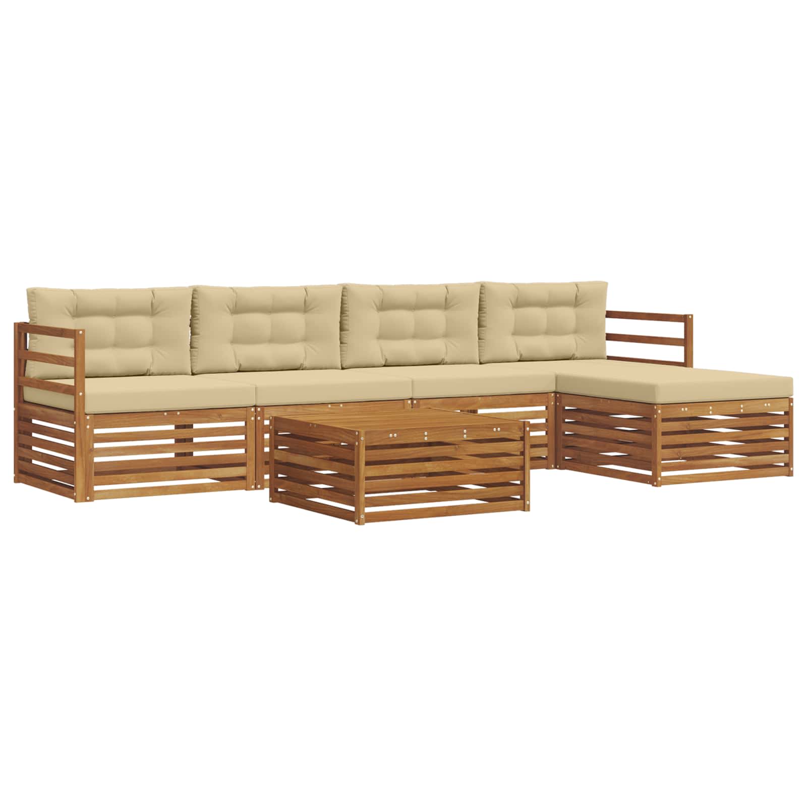 Set di divani da esterno con cuscino 6 pcs Naturale e Beige | homemem39