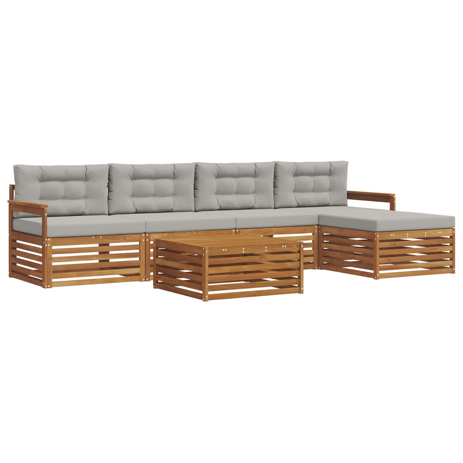 Set di divani da esterno 6 pcs Grigio Naturale e Chiaro | homemem39
