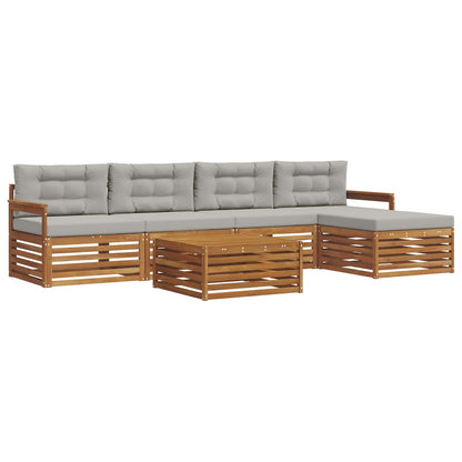 Set di divani da esterno 6 pcs Grigio Naturale e Chiaro