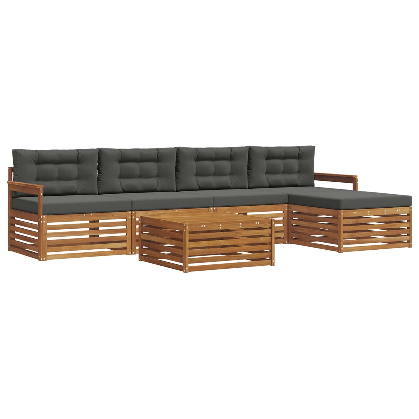 Set di divani da esterno con cuscino 6 pcs Naturale e Antracite | homemem39