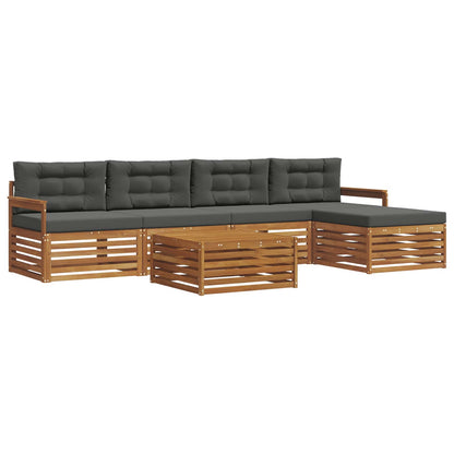 Set di divani da esterno con cuscino 6 pcs Naturale e Antracite | homemem39