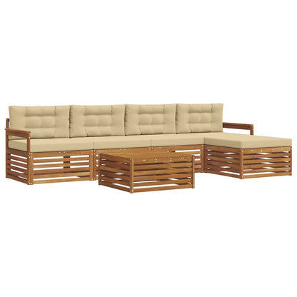 Set di divani da esterno con cuscino 6 pcs Naturale e Beige | homemem39