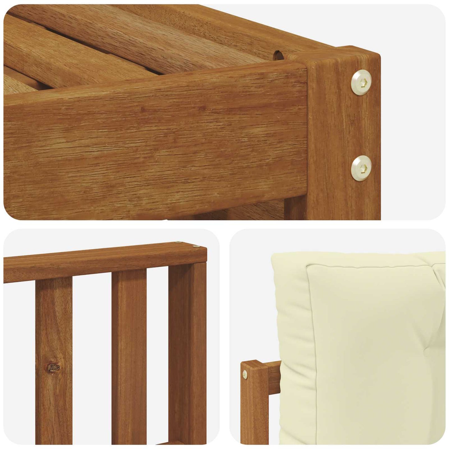Set di divani da esterno con cuscino 6 pcs Naturale e Crema