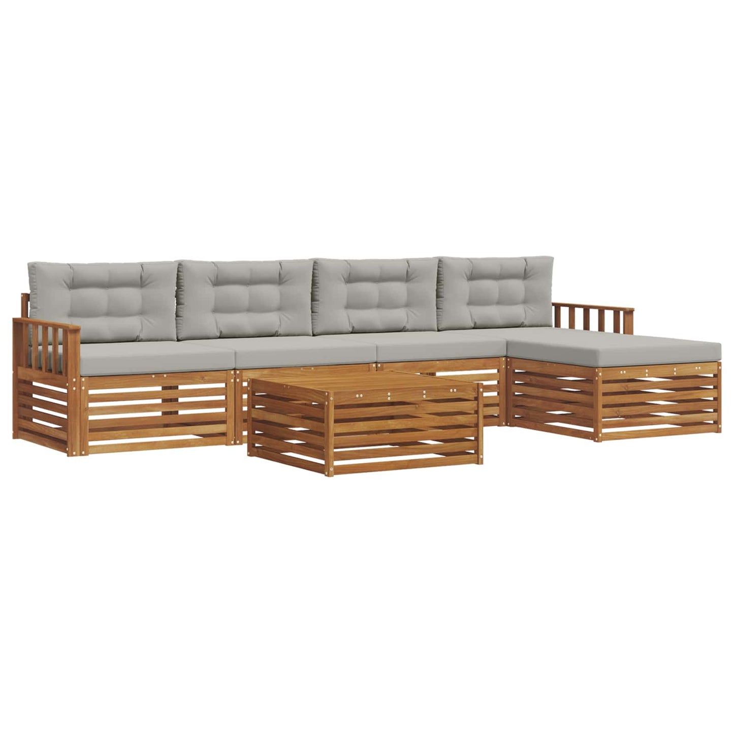 Set di divani da esterno 6 pcs Grigio Naturale e Chiaro | homemem39
