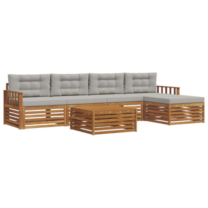 Set di divani da esterno 6 pcs Grigio Naturale e Chiaro