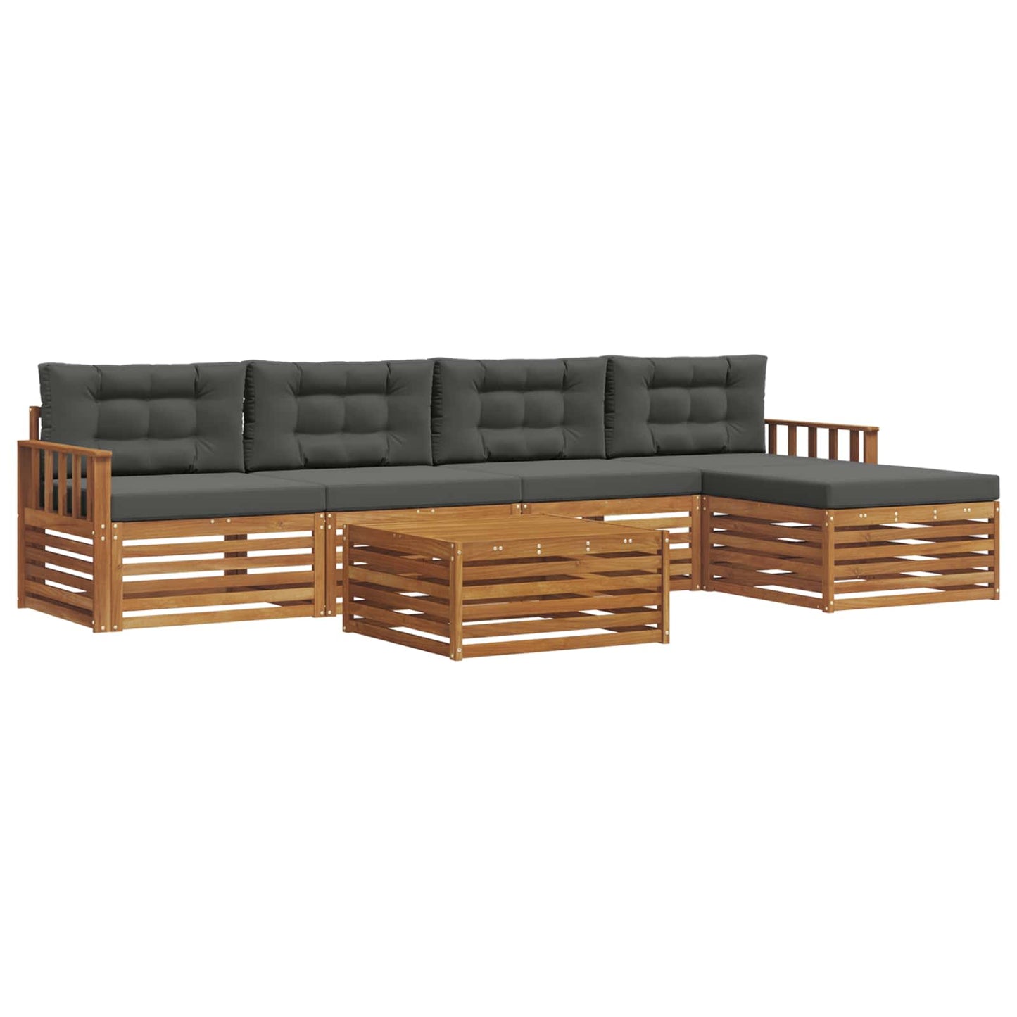 Set di divani da esterno con cuscino 6 pcs Naturale e Antracite