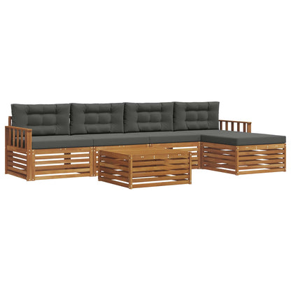 Set di divani da esterno con cuscino 6 pcs Naturale e Antracite