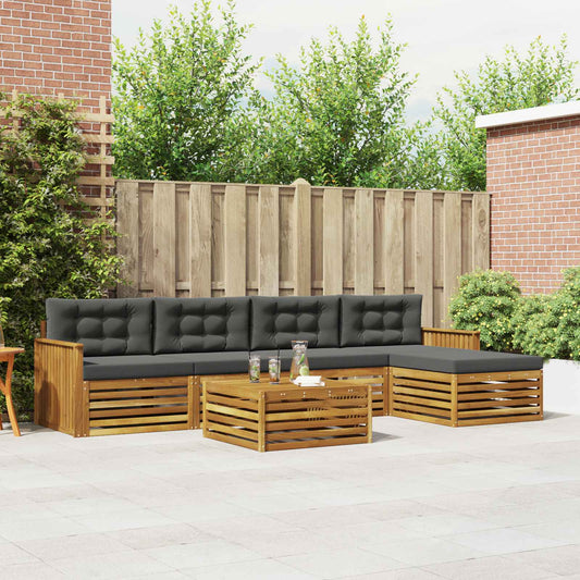 Set di divani da esterno con cuscino 6 pcs Naturale e Antracite