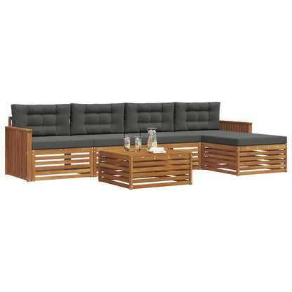 Set di divani da esterno con cuscino 6 pcs Naturale e Antracite