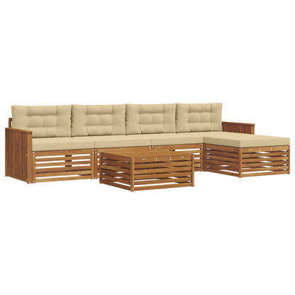 Set di divani da esterno con cuscino 6 pcs Naturale e Beige | homemem39