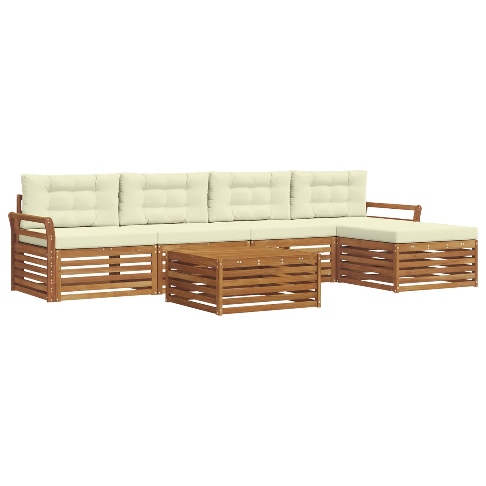 Set di divani da esterno con cuscino 6 pcs Naturale e Crema | homemem39
