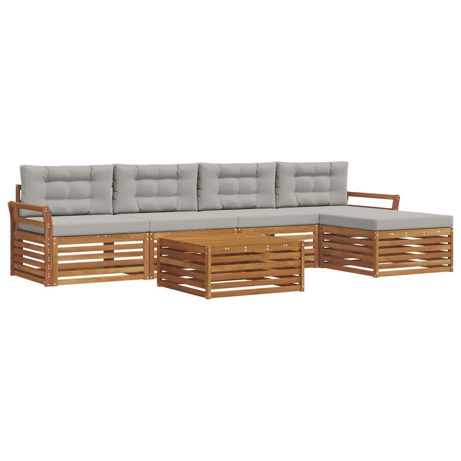 Set di divani da esterno 6 pcs Grigio Naturale e Chiaro | homemem39