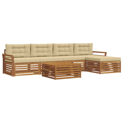 Set di divani da esterno con cuscino 6 pcs Naturale e Beige