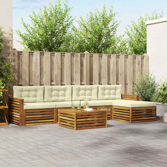 Set di divani da esterno con cuscino 6 pcs Naturale e Crema