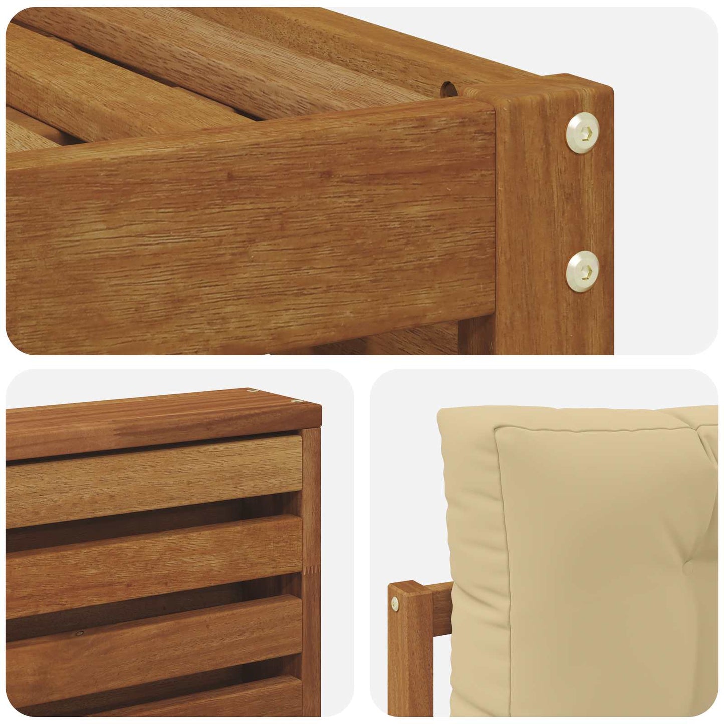 Set di divani da esterno con cuscino 6 pcs Naturale e Beige