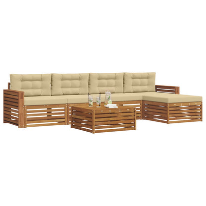 Set di divani da esterno con cuscino 6 pcs Naturale e Beige