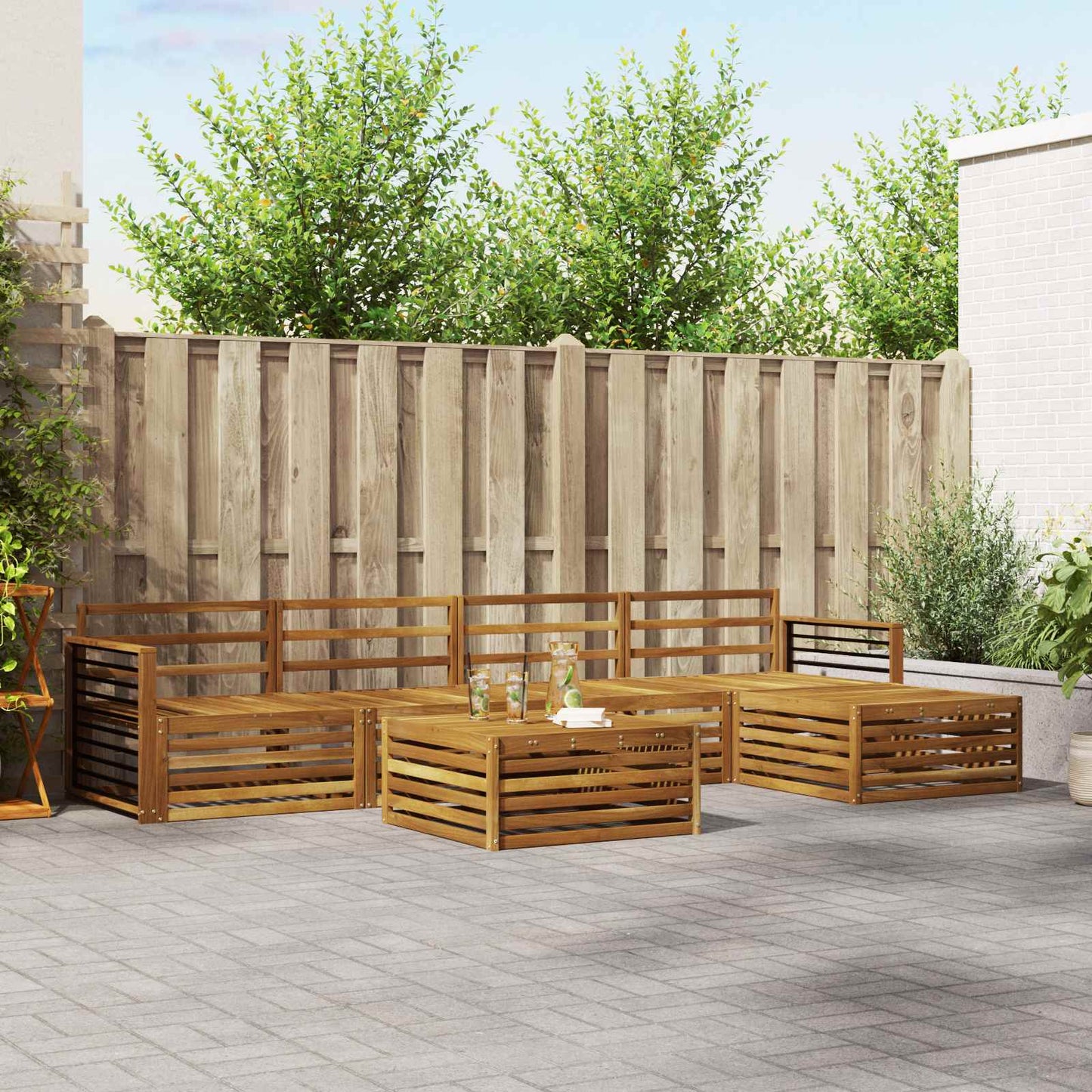 Set di divani da esterno 6 pcs Naturale