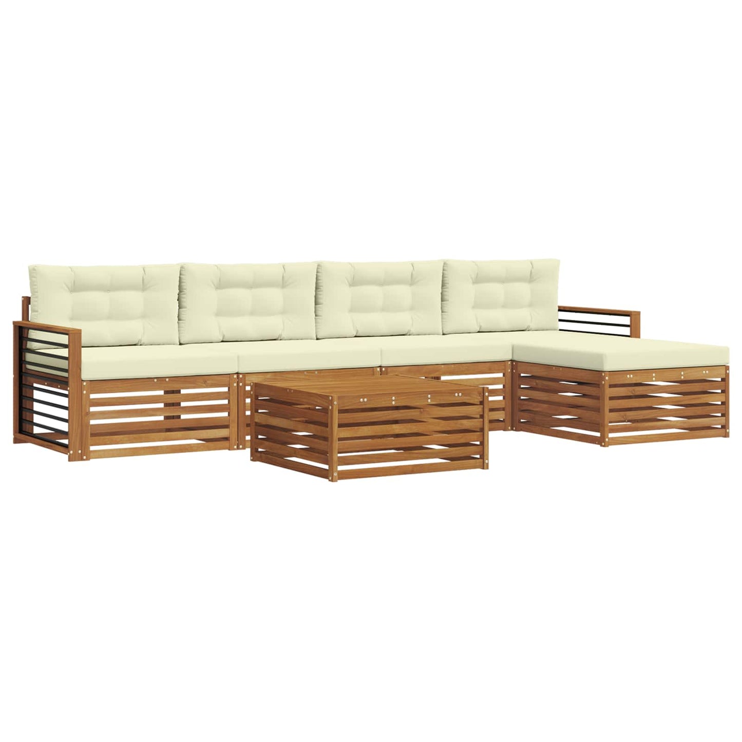 Set di divani da esterno con cuscino 6 pcs Naturale e Crema | homemem39