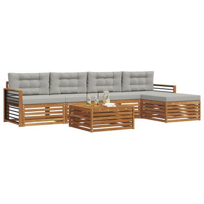 Set di divani da esterno 6 pcs Grigio Naturale e Chiaro