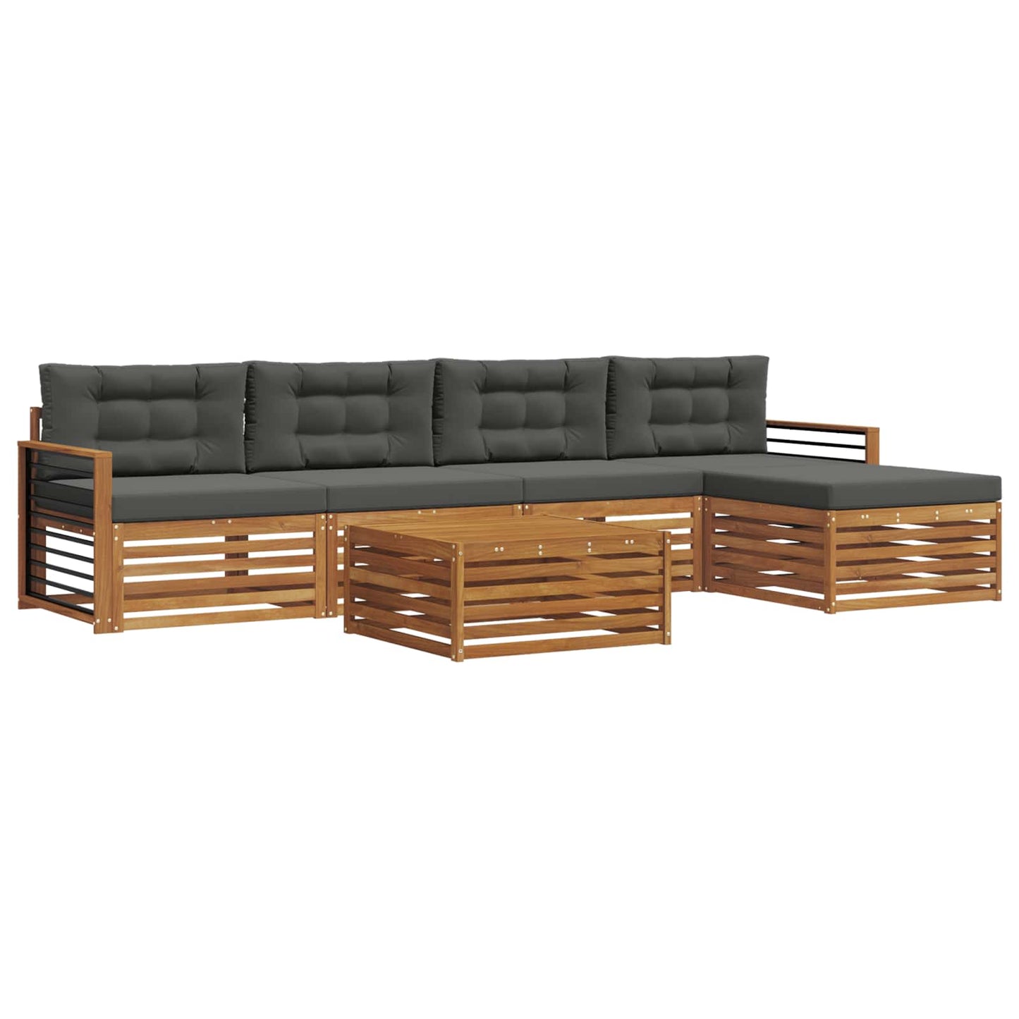 Set di divani da esterno con cuscino 6 pcs Naturale e Antracite