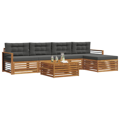 Set di divani da esterno con cuscino 6 pcs Naturale e Antracite