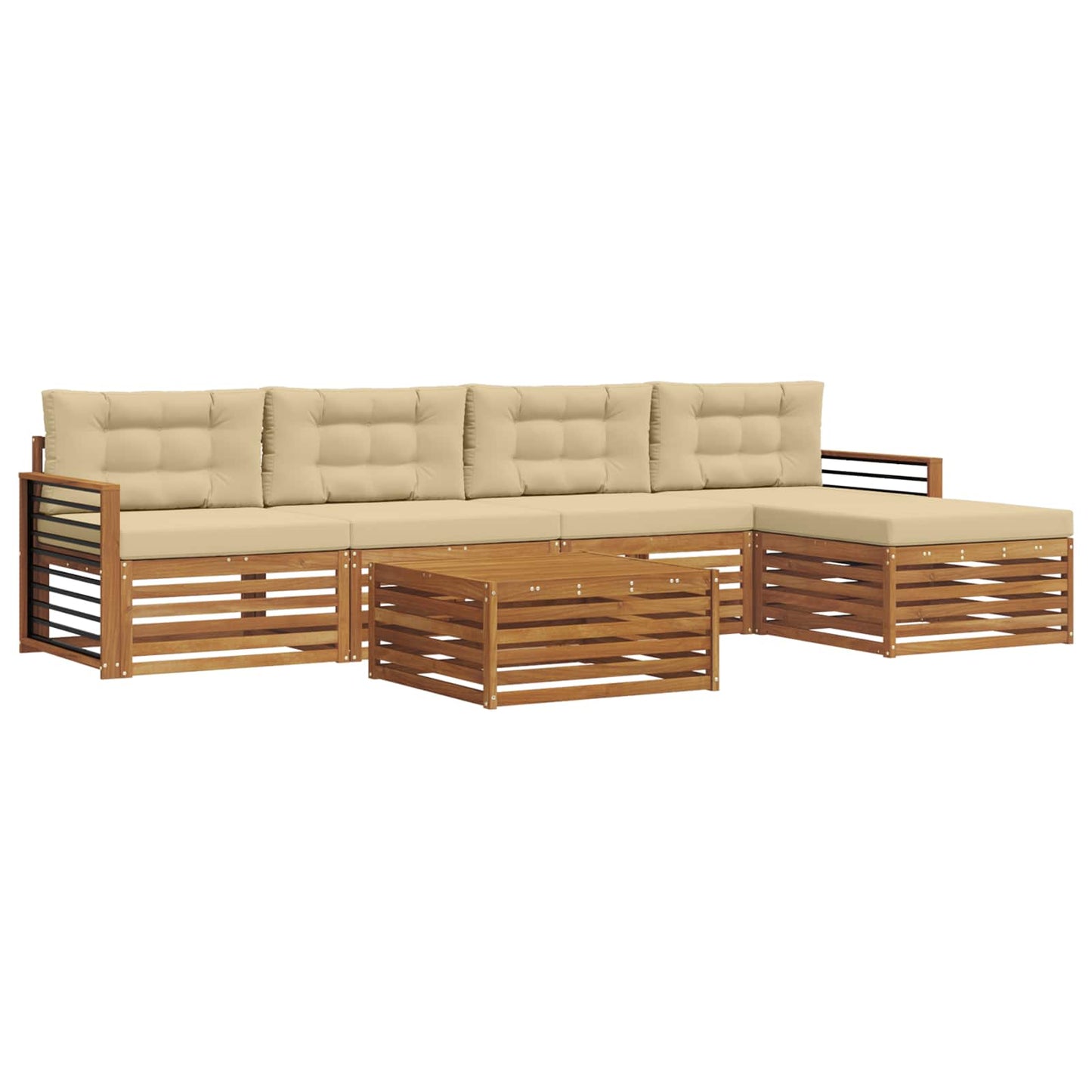 Set di divani da esterno con cuscino 6 pcs Naturale e Beige | homemem39