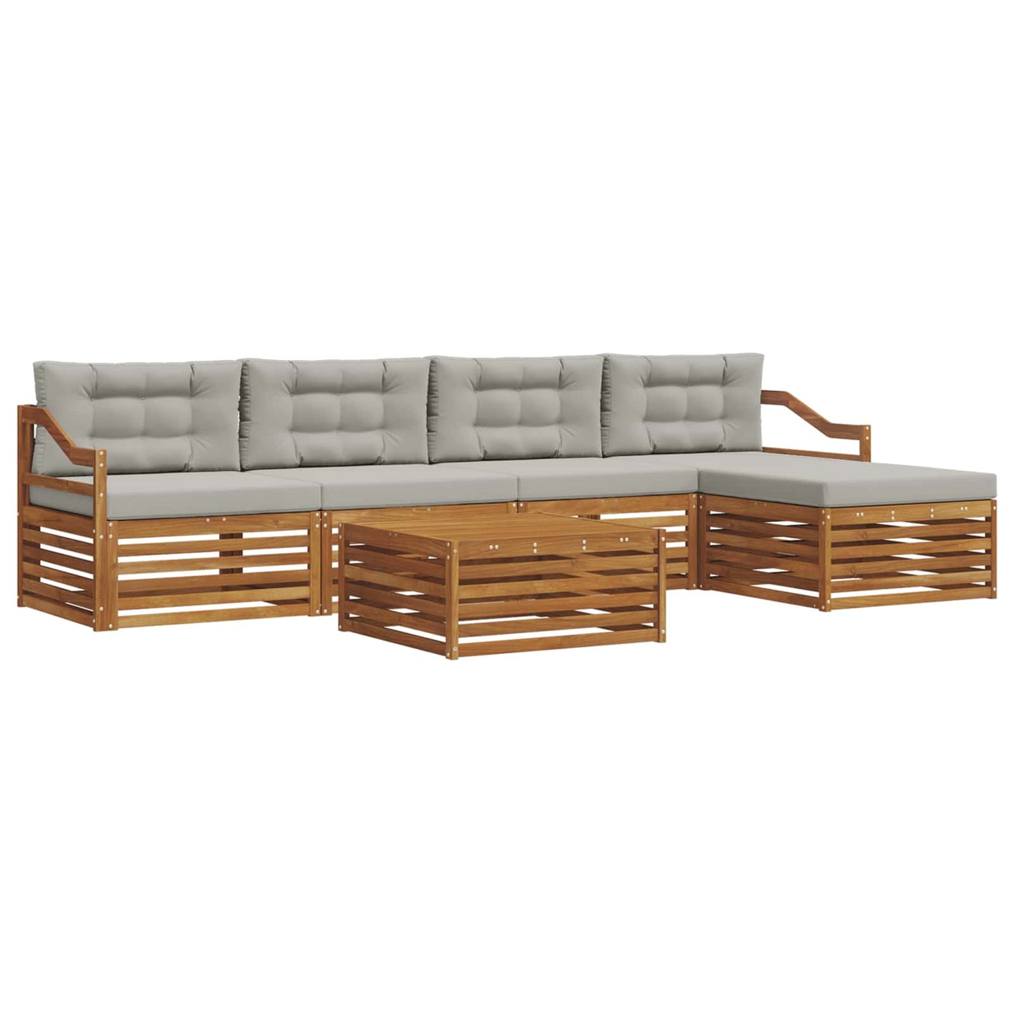 Set di divani da esterno 6 pcs Grigio Naturale e Chiaro | homemem39