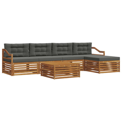 Set di divani da esterno con cuscino 6 pcs Naturale e Antracite | homemem39