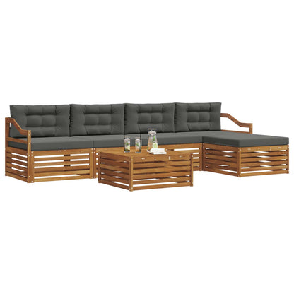 Set di divani da esterno con cuscino 6 pcs Naturale e Antracite | homemem39