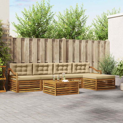 Set di divani da esterno con cuscino 6 pcs Naturale e Beige | homemem39