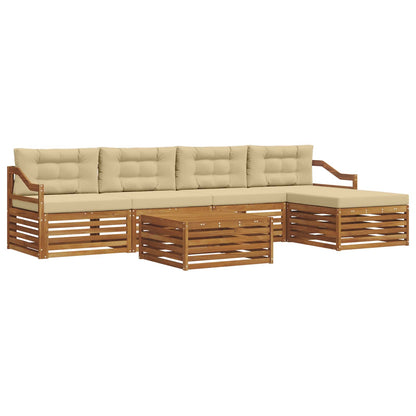 Set di divani da esterno con cuscino 6 pcs Naturale e Beige | homemem39